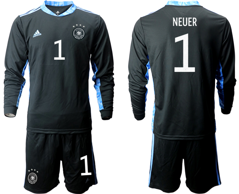 Men 2021 European Cup Germany black Long sleeve goalkeeper #1 Soccer Jersey->germany jersey->Soccer Country Jersey